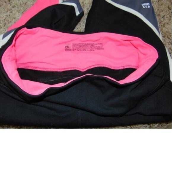 Womens Victorias Secret Sport VSX Capris Medium Black Pink Pull On Leggings - Picture 3 of 5